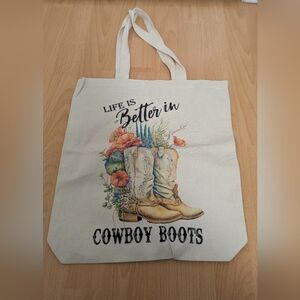 Brand New Life is Better in Cowboy Boots Graphic Tote Bag